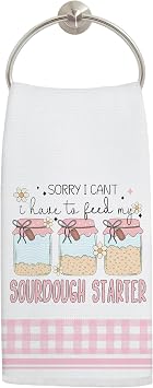 Funny Sourdough Starter Baking Kitchen Towels, Sourdough Bread Gifts Dish Tea Towels for Kitchen Bakery Decor, Gifts for Bakers Baking Lovers Decorative Hand Towels, 16x24 Inch