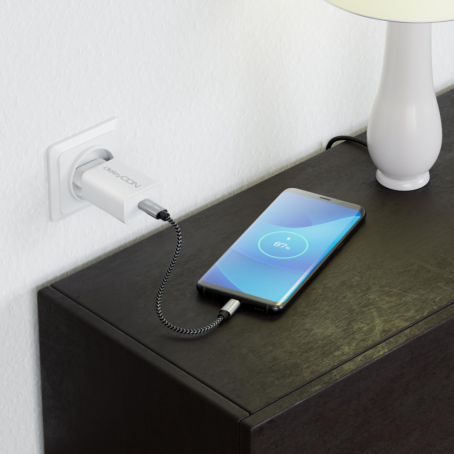 deleyCON 0,15m USB C a Micro USB Cavo Adattatore 15cm Corto - Cavo di Ricarica e Cavo Dati in Entrambe le Direzioni - Compatibile con Telefoni Cellulari Smartphone Tablet Caricabatterie ecc. - Nero