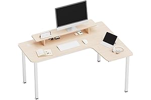 EUREKA ERGONOMIC L Shaped Desk with Monitor Shelf and LED Light
