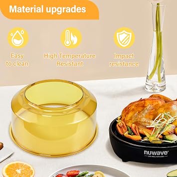 NuWave Oven Pro PlusとEliteオーブンの交換用パワードーム、高度な琥珀色の熱可塑性素材、耐熱性と耐衝撃性