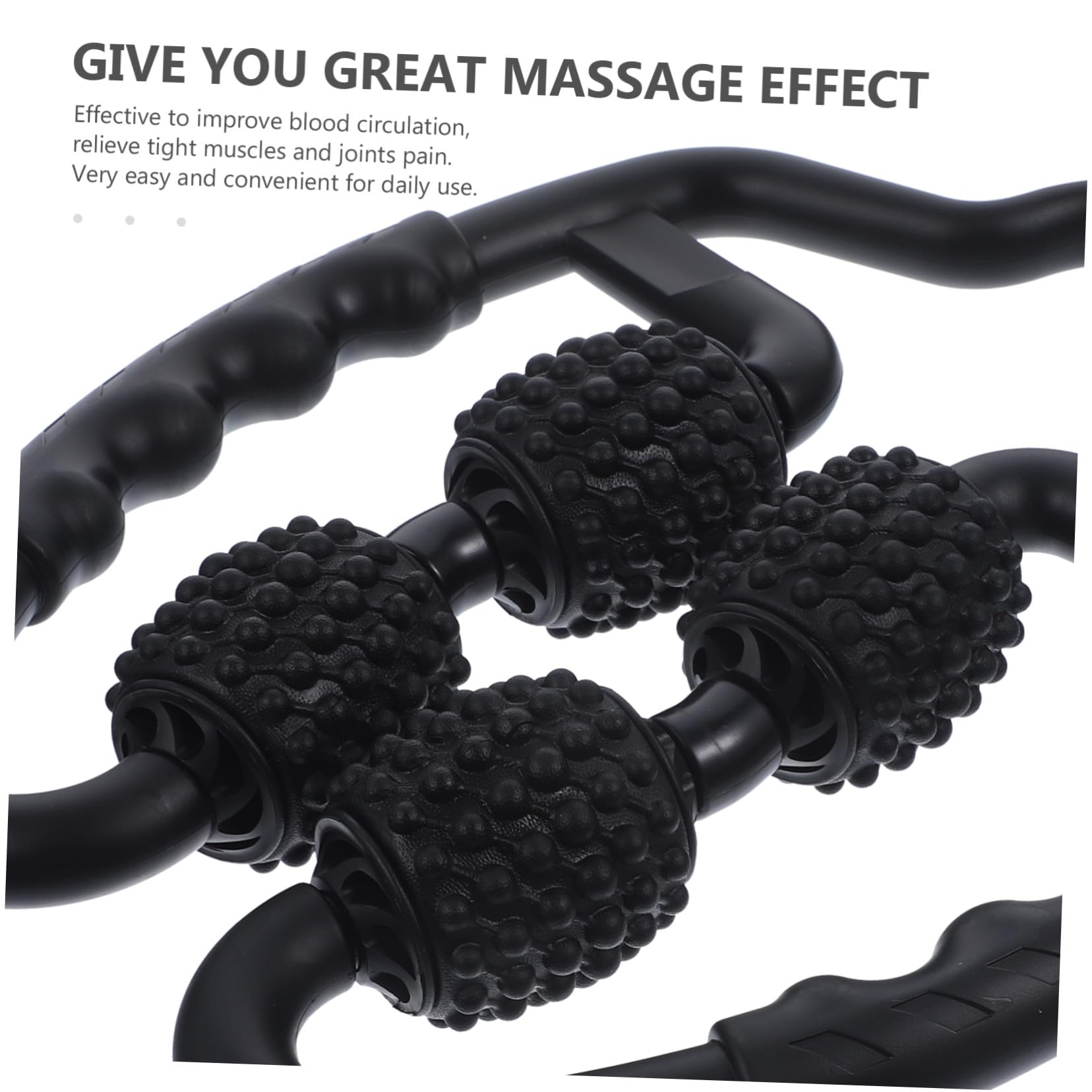 Bastone Massaggiante Muscolare 4 Rulli Rotanti, Nero