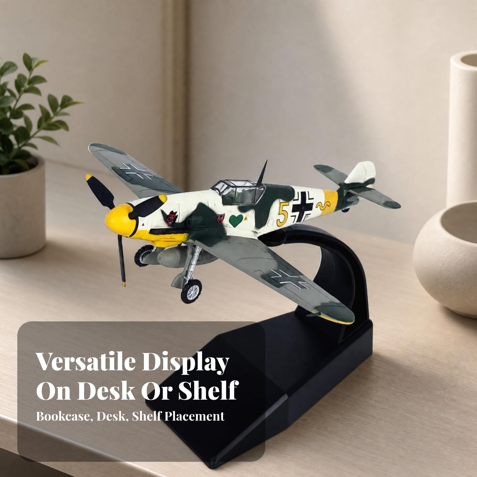 Modello Caccia Tedesco ME109F-4 1:72 Dettagliato Modello di Aereo da Caccia con Base di Senza Montaggio all'Uso per Studio, Ufficio