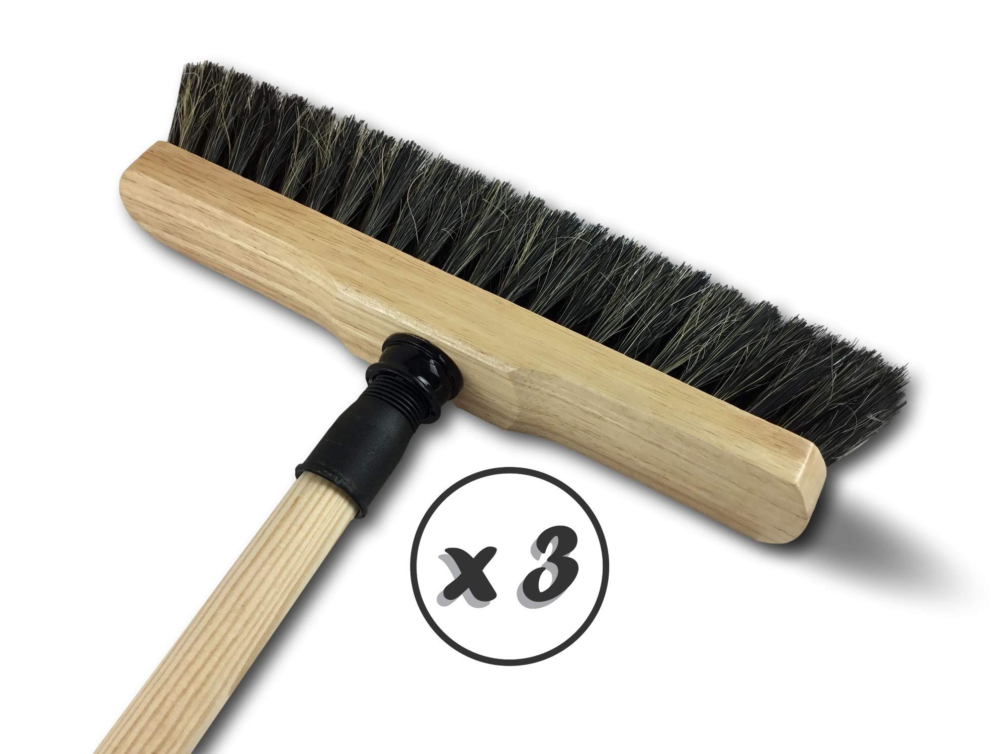 Kibros Lot 3 balais ménage Droit Luxe Soie Grise 50 mm 30 cm Manche Bois | Garnissage soie grise 50 mm, 30 cm, monture bois verni, manche bois, version luxe, parquet appartement.