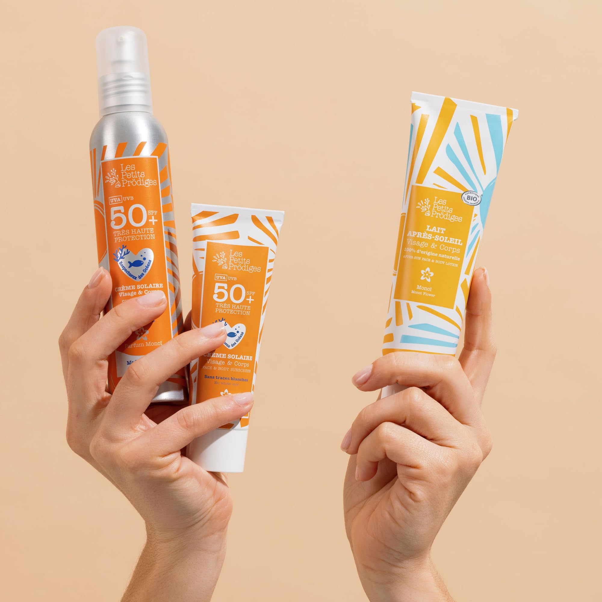 LES PETITS PRODIGES Lait Après Soleil Visage & Corps - Senteur Monoï - 100% Naturel, Bio, Hydrate, Apaise, Rafraîchit, au jus d'Aloe Vera - Tube en Aluminium recyclable - Fabriqué en France - 100ml