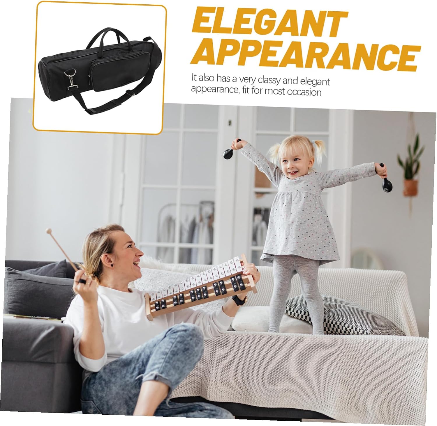 Oxford Cloth Trumpet Carrying Bag Thickened Storage Pouch with Dual Zippers Shoulder Straps Protective Musical Instrument Case for Outdoor Use