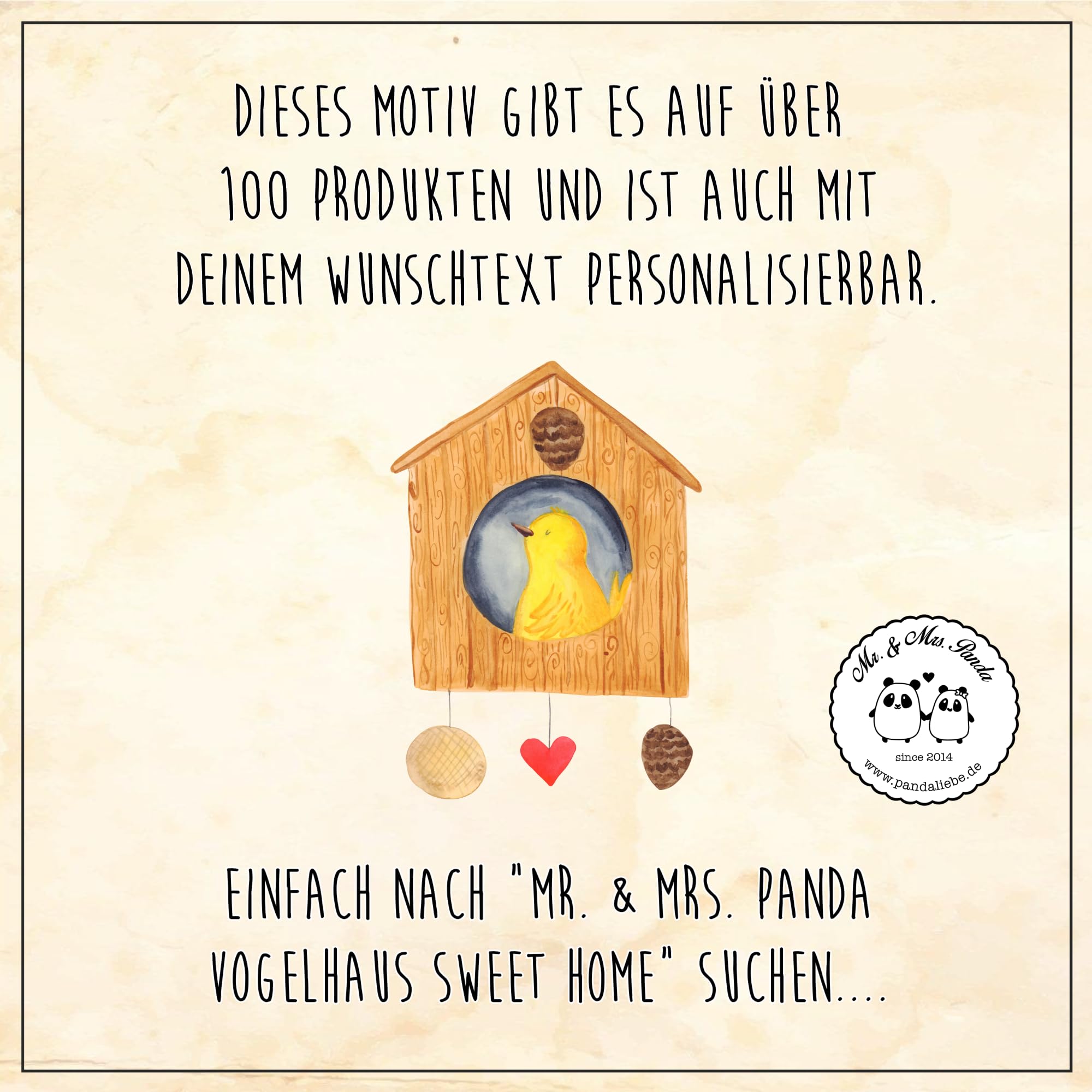 Mr. & Mrs. Panda Eingangsmatte personalisiert Vogelhaus Home 40 x 60 cm - Personalisierte Geschenke, Geschenk, Fussmatte, Hausbau, Türmatte, Sweet, Fußmatte personalisierbar, Haus, Individuelle, Vogel