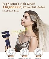 Vista 4 de UKLISS Hair Dryer Brush 7 in 1，110000 RPM Hot Air Brush Hair Styler for Curly Straight & Twisted Hair Professional Ionic Brush Blow Dryer for Blue
