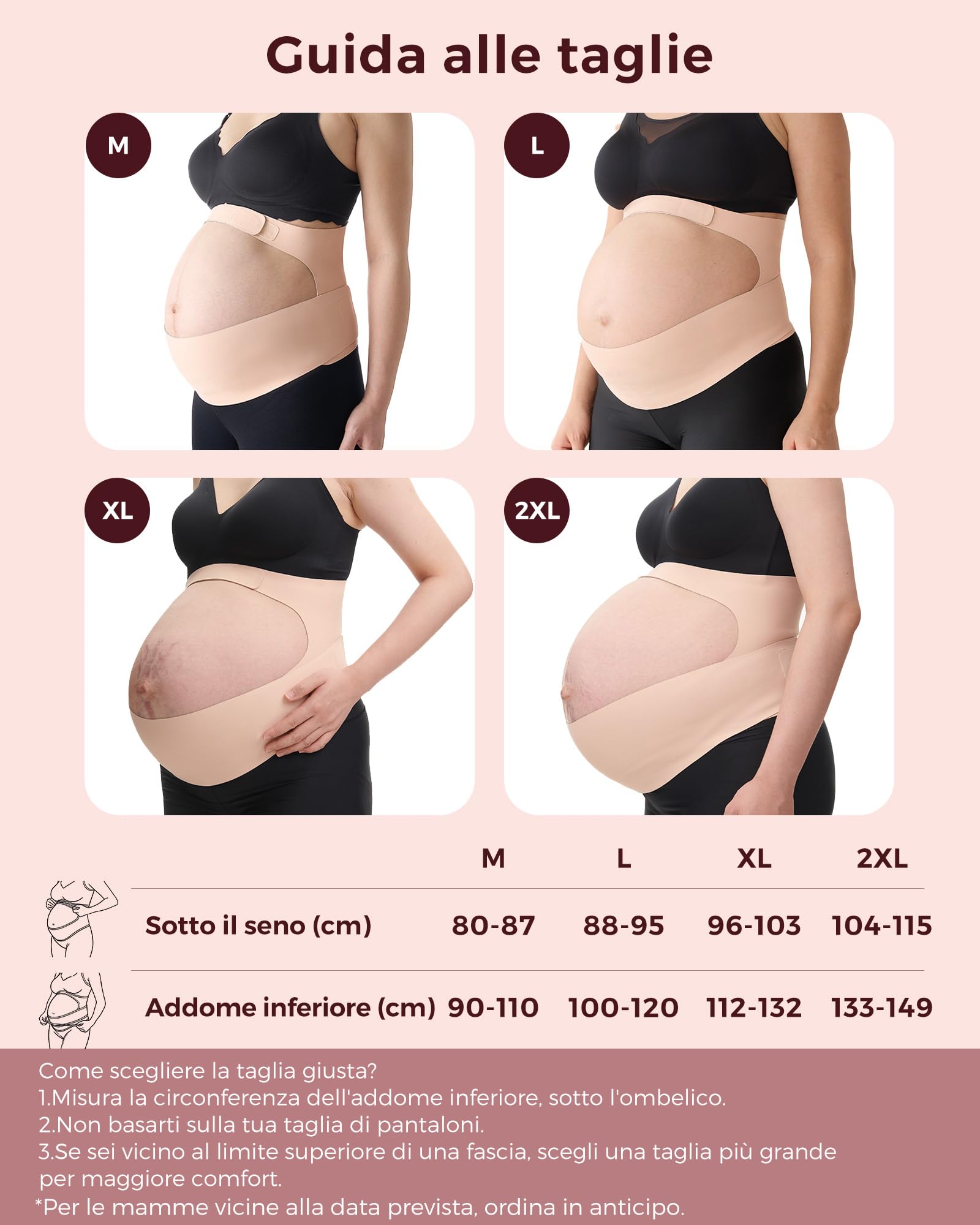 momcozy Fascia Gravidanza Sostegno Pancia e Schiena CozySupport Ergonomica, Pancera Gravidanza Traspirante con Supporto per la Vita, Discreta