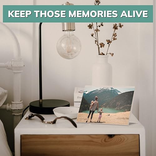 Miniatura 3 de pbf - Soporte de letrero acrílico de 7 x 5 pulgadas, soporte horizontal inclinado de 7 x 5 pulgadas, soportes acrílicos para exhibición, marco de