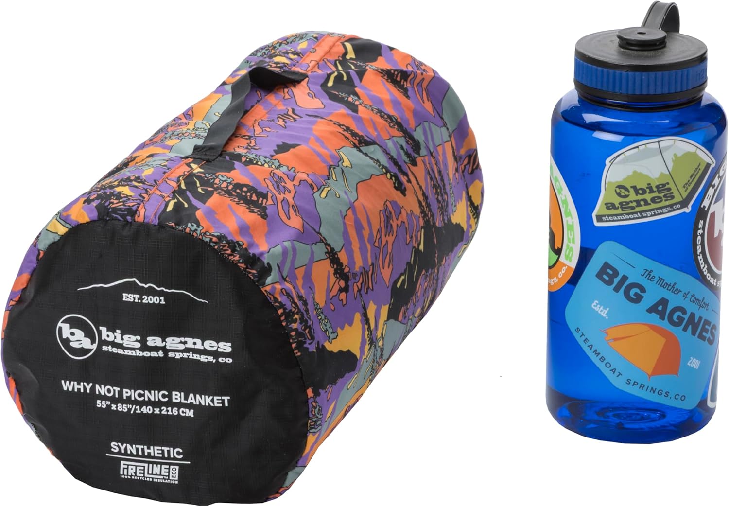 Big Agnes Why Not Picnic Blanket- Waterproof Outdoor Blanket with Insulation, Hidden Pocket & Stuff Sack for Camping, Beach, & Concerts, Zirkel Alpenglow, 55x85