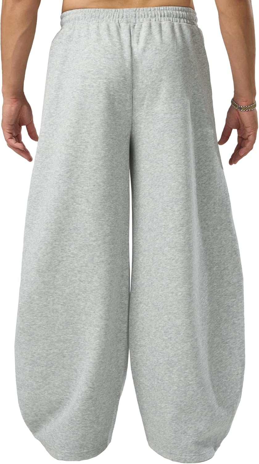 Baggy Barrel Sweatpants Wide Leg Pants for Women Men Y2K Elastic Waist Drawstring Unisex with Pockets