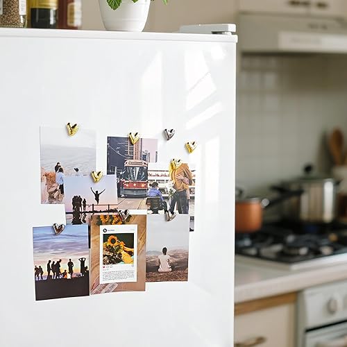 Miniatura 114 de 20 imanes dorados para refrigerador, lindo corazón de amor, imanes decorativos plateados para nevera, juego de imanes de cocina para el hogar
