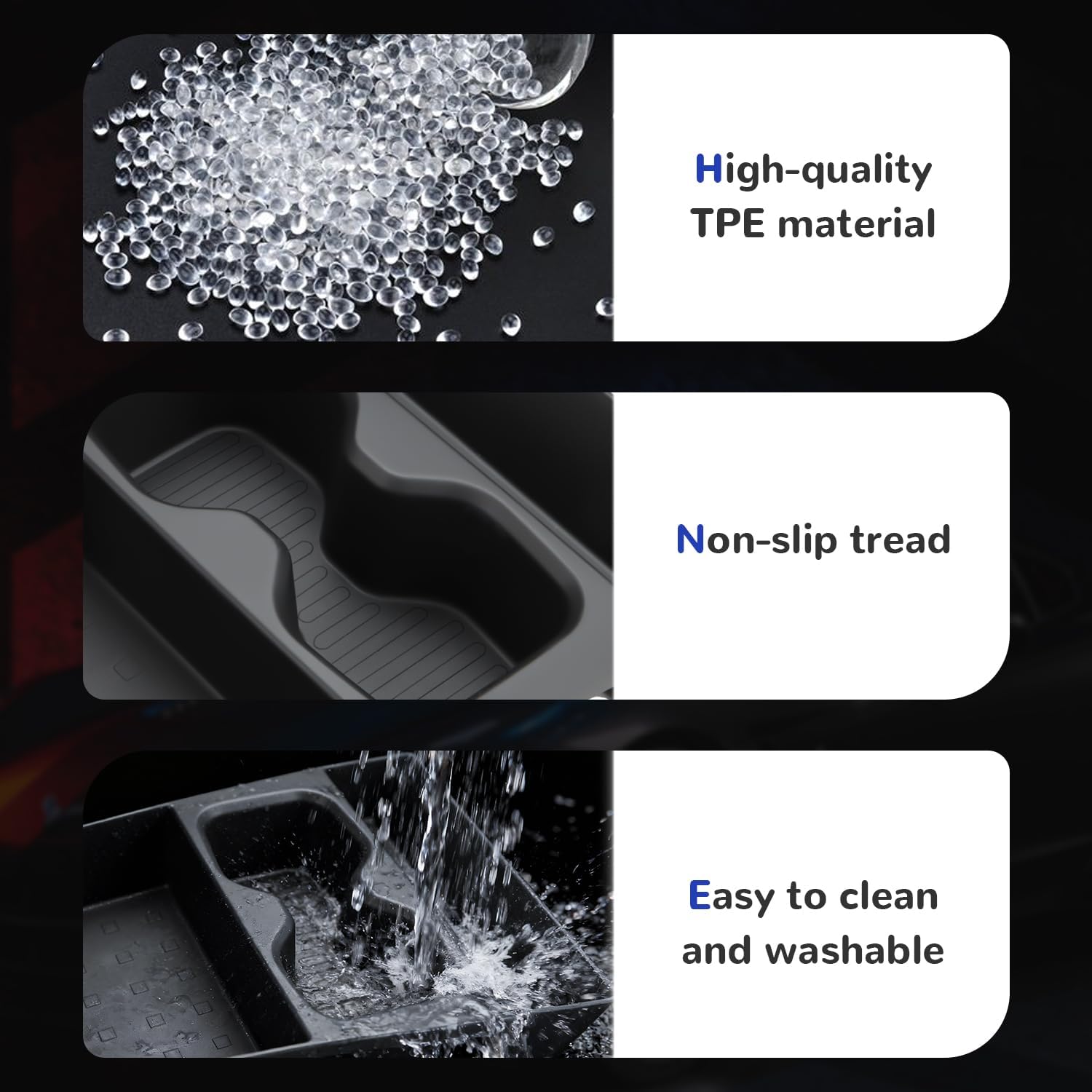 auovo Lower Center Console Organizer Fit for Hyundai Santa Fe Accessories 2024 2025 2026 Santa Fe TPE Lower Console Tray with Cup Holder image 5