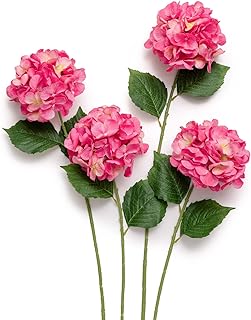 Ling's Pink Artificial Hydrangea Flowers with Stems