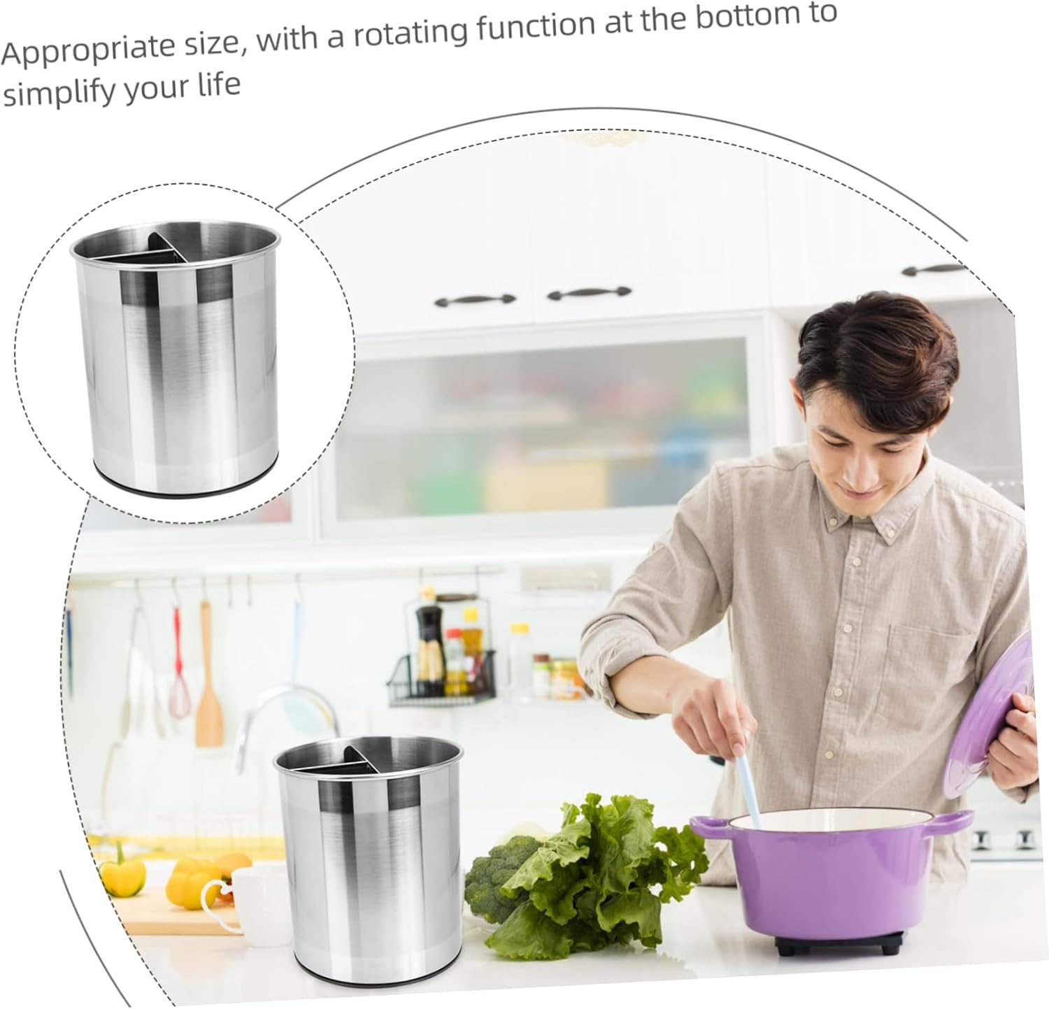 DOITOOL Creative Storage Bucket Rotating Multi-grid Silverware Holder for Kitchen Utensils