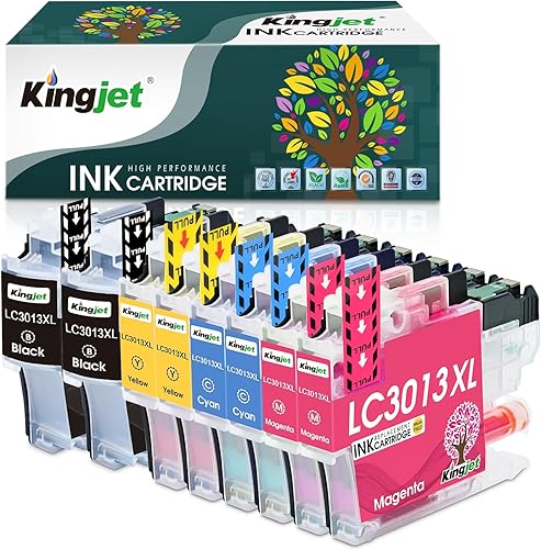 Kingjet LC3013 Ink Cartridges Compatible for LC3013 LC3011 Ink Cartridges BK/C/M/Y Replacement for Brother LC3013 LC3011 Use with Brother MFC-J497DW