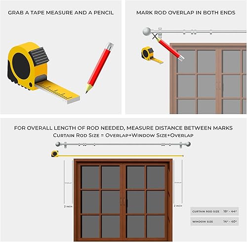 Miniatura 3 de Deco Window - Varilla ajustable para cortinas para ventanas de 18 a 44 pulgadas, poste de hierro de 1 pulgada extendible de alta resistencia con