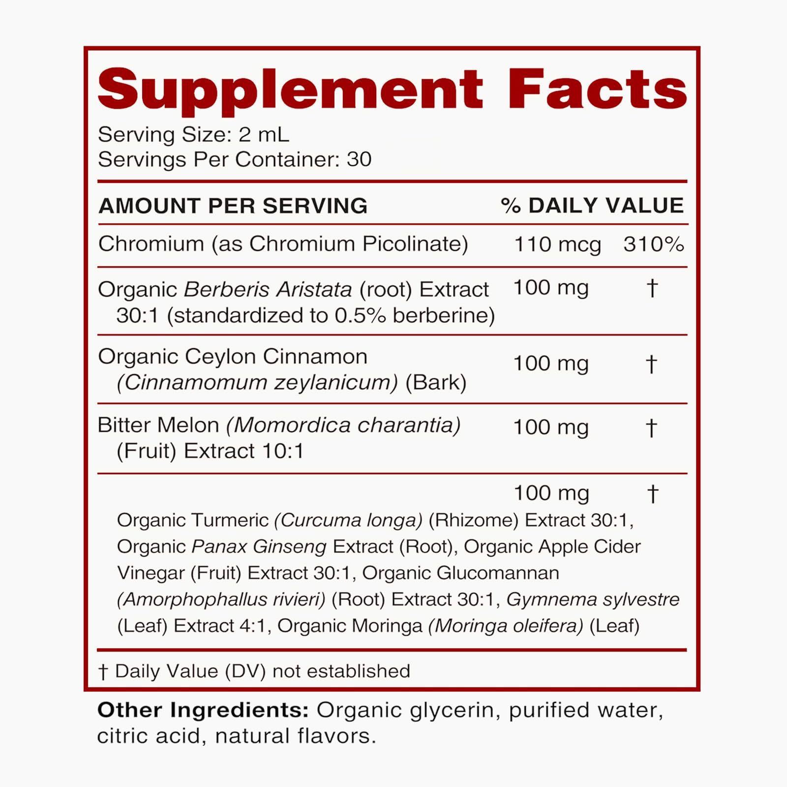 Berberina Liquida, Gotas | Pure Berberine with Ceylon Cinnamon, Bitter Melon Extract, Turmeric, Chromium, Gymnema, Organic Panax Ginseng & Moringa | Vegan, Non-GMO - 2 FL.OZ (1PCS) — Amazon image 5