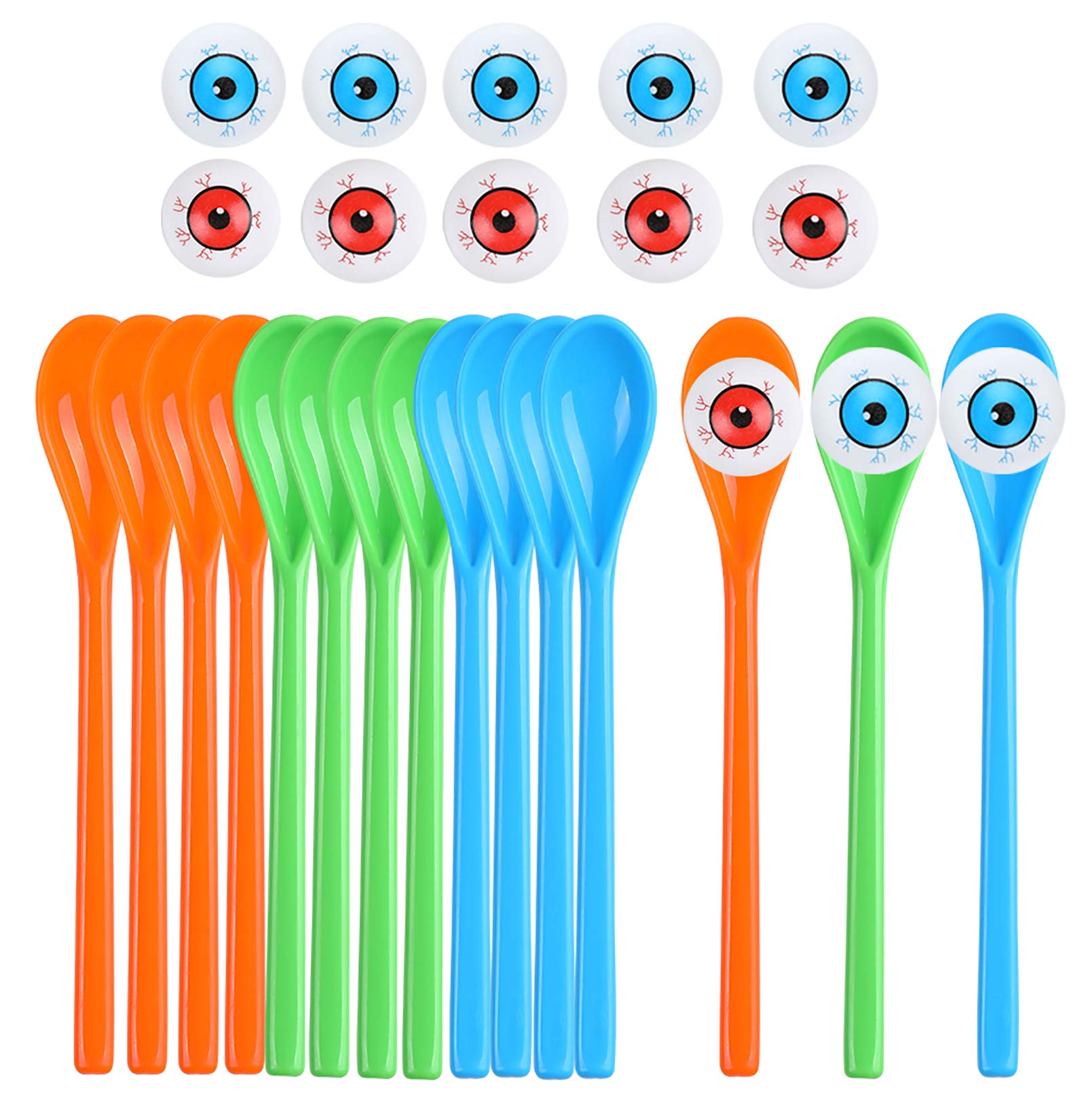 24PCS Halloween Spoon Eyeball Games for kids - School Class Activities Indoor Outdoor Party Supplies