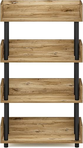 Vista 368 de Furinno Turn-N-Tube - Estantería multiuso de 5 niveles, estantería para exhibición, almacenamiento o libros, con tubos redondos, color cereza claro