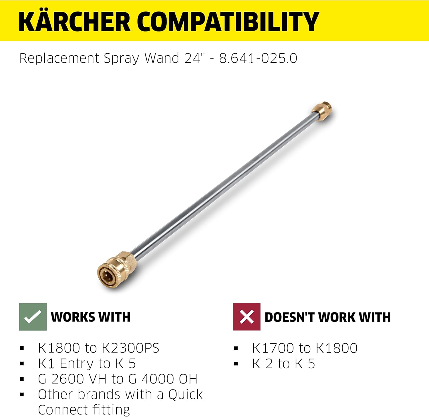 Kärcher Universal 24" Spray Lance for Pressure Washers up to 4000 PSI - Quick-Connect/M22 - Stainless Steel Wand