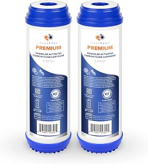 Aquaboon Premium 5 Micron 10" x 2.5" Coconut Shell Granular Activated Carbon (GAC) Water Filter Replacement Cartridge, 2 Pack