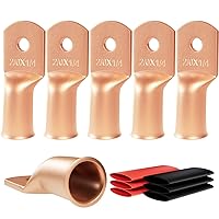 Vista 12 de Sanuke 10 terminales de batería 1/0 AWG-3/8, terminales de anillo de cable de alta resistencia, terminales de calibre 0, extremos de cable