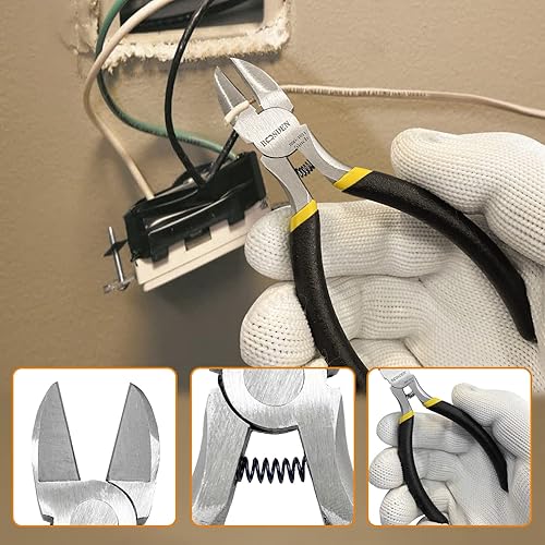 Miniatura 4 de BOOSDEN Juego de alicates de 5 piezas que incluye mazo de goma de 0.984 in, cortadores de alambre de 5 pulgadas, alicates de punta de aguja de 5