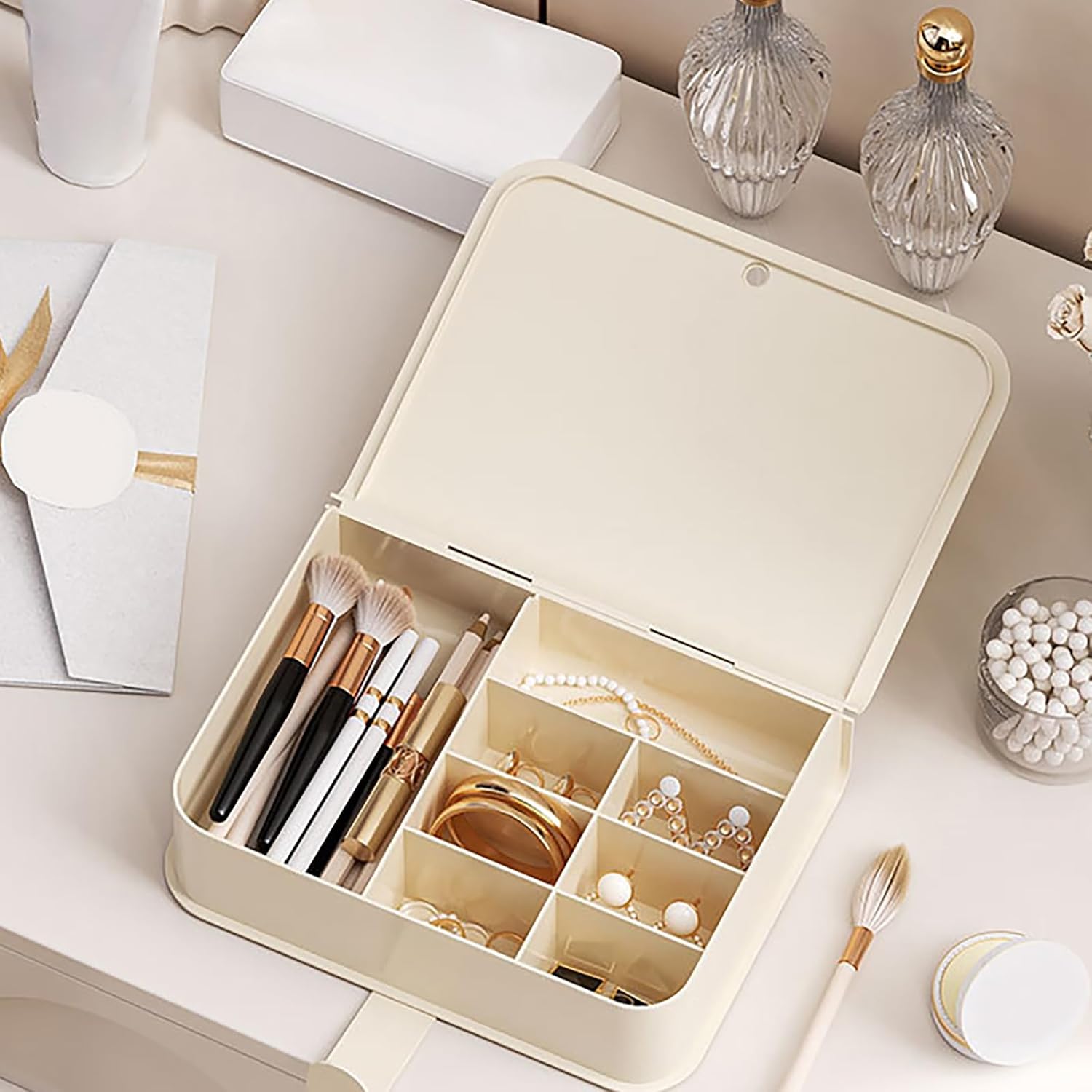 Cable Organizers Box Desktop Cable Management Box with Lid, Cord Storage for Phone Covers Recharger Desk Accessories Desk Drawer Accessories Organizers image 4