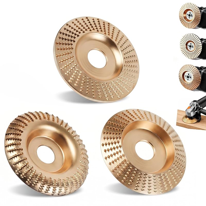 Kit com 3 Discos de Carbeto de Tungstênio para Esmerilhadeira Angular, Perfis Plano, Curvo e Chanfrado para Desbaste e Modelagem de Madeira Generic QV001