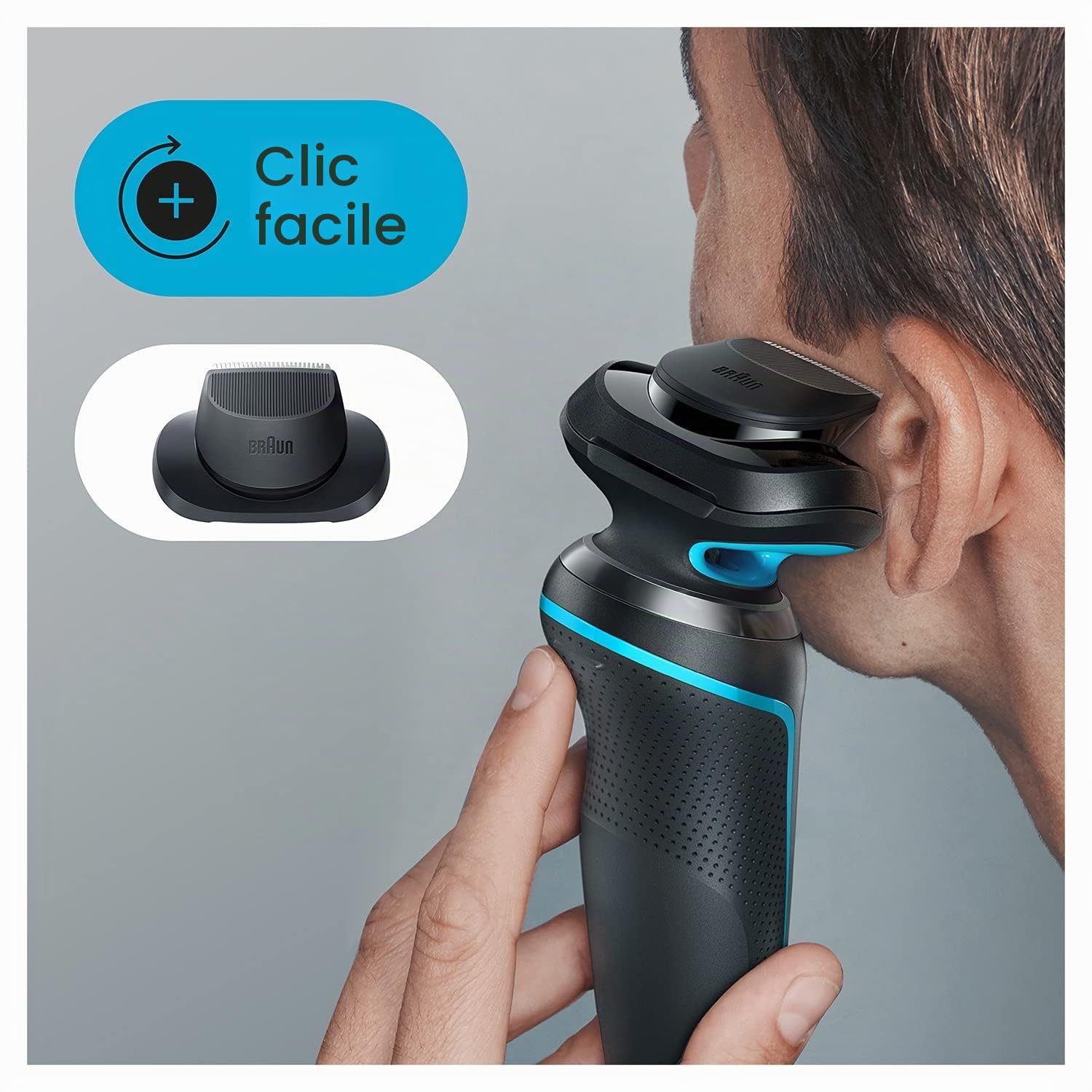 Braun Series 5 Rasoir à Grille Tondeuse pour Homme, Noir/Bleu