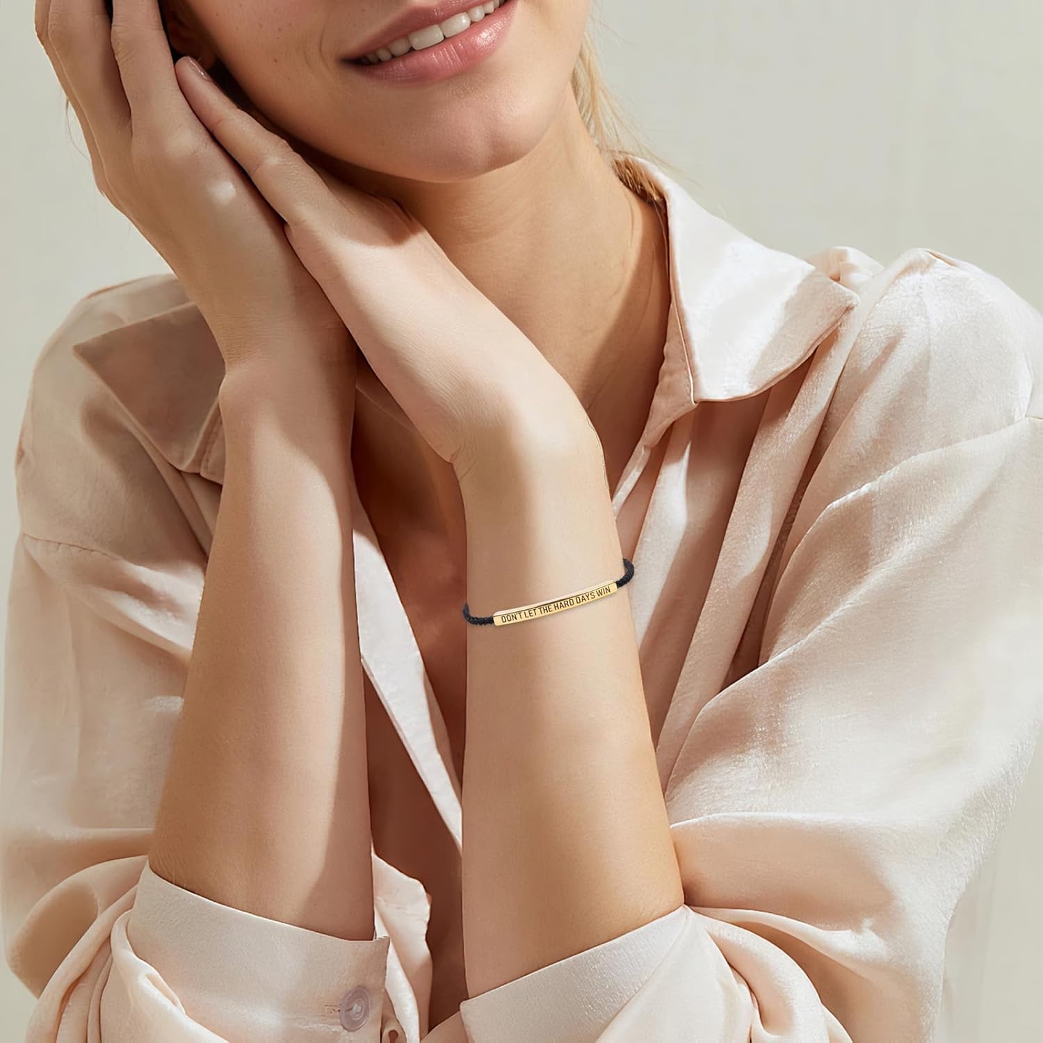 2 Pcs Dont Let the Hard Days Win Bracelet, Motivational Bracelet for Best Friend - Image 5