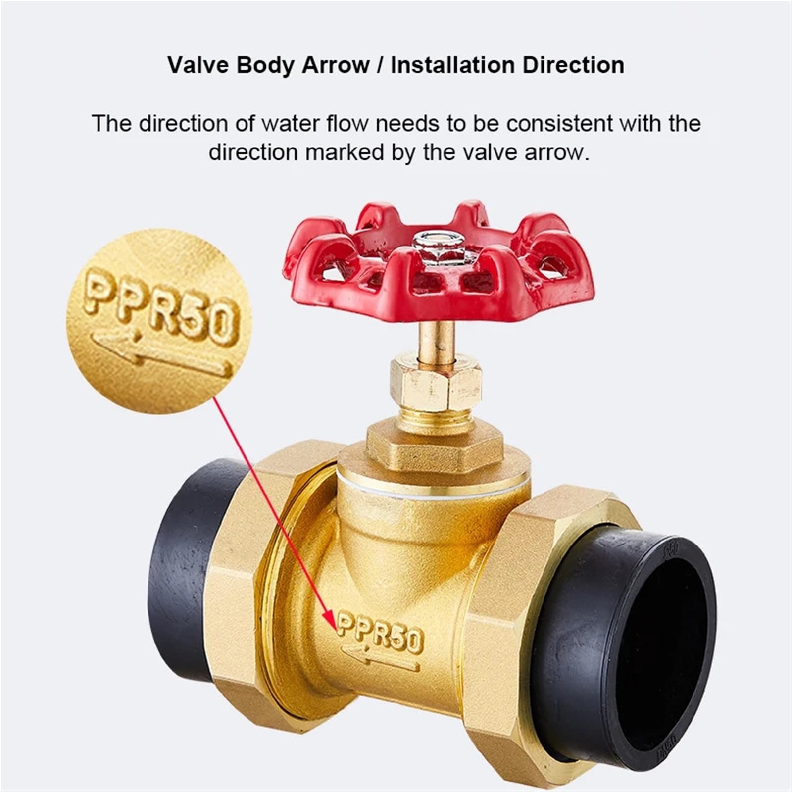 PPR Messing-Schieberventil PPR20/25/32/40/50/63 Hot Melt Double Union Tap Wasserrohrschalter(PPR50)