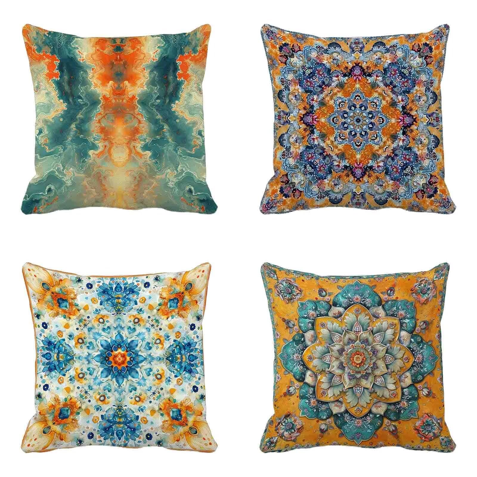 Coussin canapé bleu 40x40 cm lot de 4 housses bohèmes pour réinventer l'ambiance de votre balcon