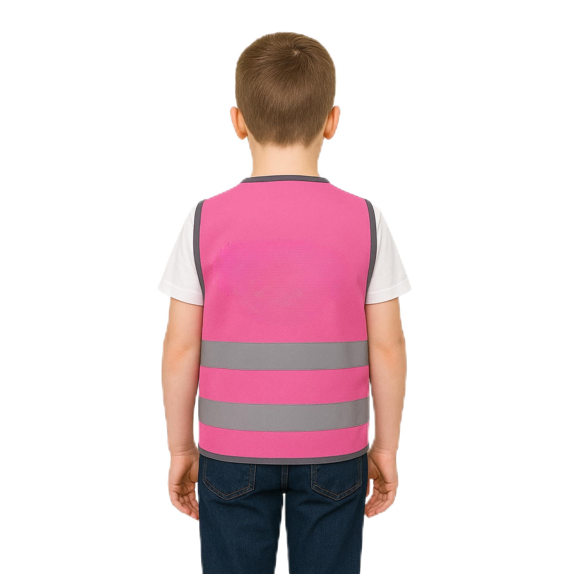 Step Ahead Kids Hi-Vis Safety Infant Vest – High Visibility Reflective Waistcoat for Children Boys & Girls Safety Vest with Back Side Custom Print (NO PRINT, PINK, 2-3 Year)