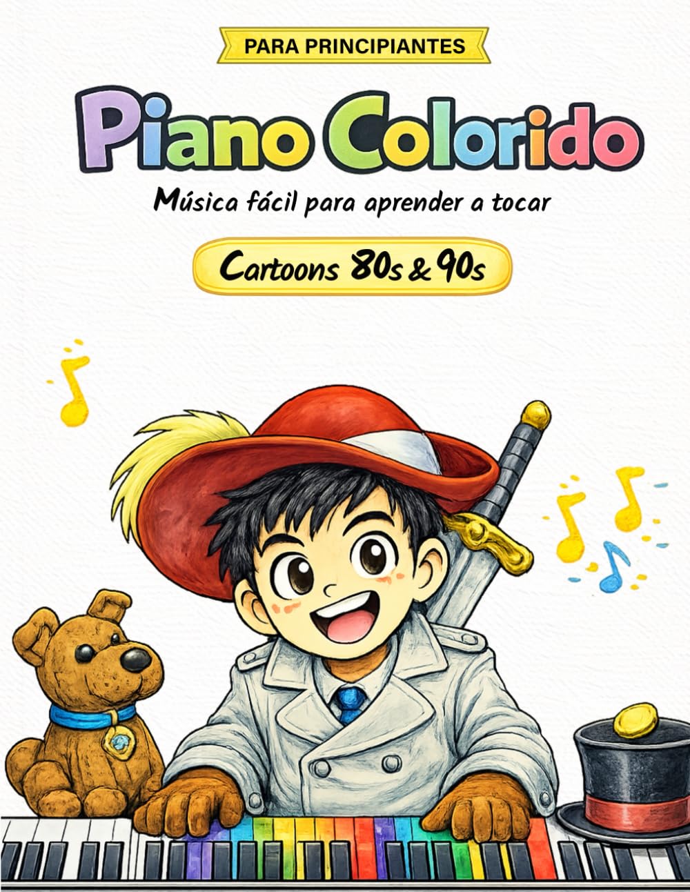 Cartoons 80s & 90s: Edición bilingüe [Español / Portugués] – Un primer paso alegre para aprender piano (Piano Colorido)
