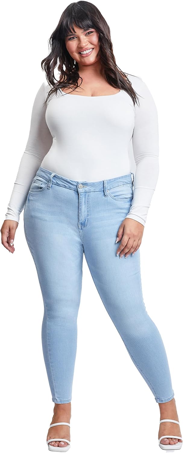 YMI Womens YMI Jeans Women's Plus Size Sustainable Curvy Fit Skinny Jeans - Image 6