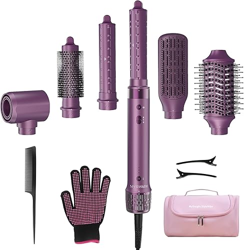 Miniatura 16 de StyleVibe 6-en-1 secador de aire, secador de pelo y cepillo secador de pelo con estuche de viaje - Rulos de enrollado automático (L/R), secado