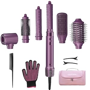 StyleVibe 6-in-1 Air Styler Hair Dryer Blow Dryer Brush with Travel Case - Auto Wrap Curls L R