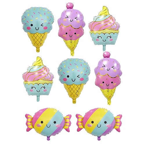 8PCS Ice Cream Cnady Foil Balloons Sweet Candy Foil Balloon for ice Cream Themed Party Decorations Baby Shower Wedding Party Decorations