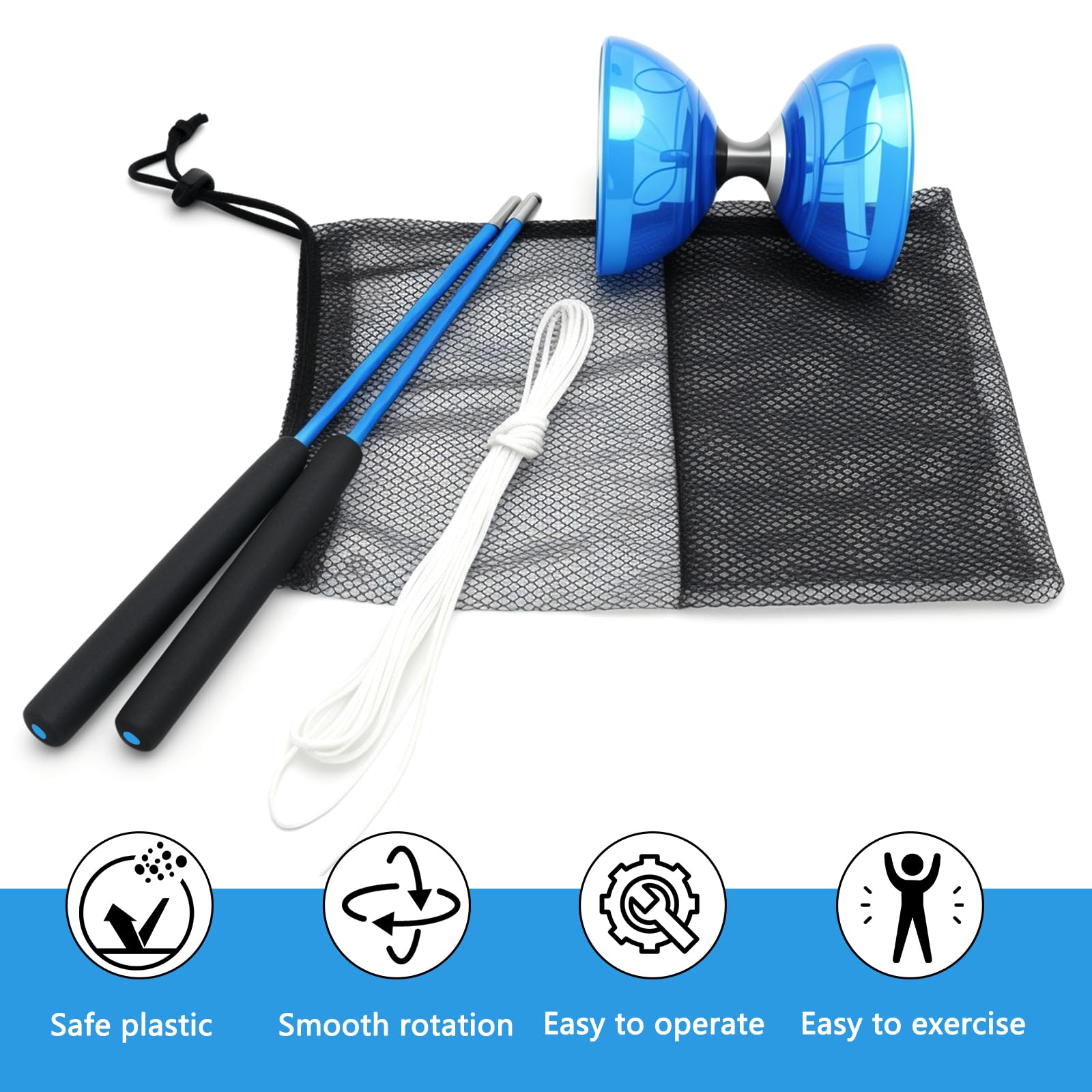 HENGBIRD Diablo Giocoleria per Bambini con Cuscinetto a Sfera – Diabolo con Cuscinetto a Sfera con Borsa, Corda e Istruzioni – Diabolo Morbido per Principianti,Giocattolo
