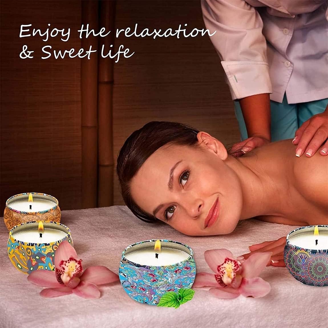 Scented Candles Gift Set, Natural Soy Wax 2.5 Oz Portable Travel Tin Candles Women Gift with Strongly Fragrance Essential Oils for Aromatherapy- 12 Pack