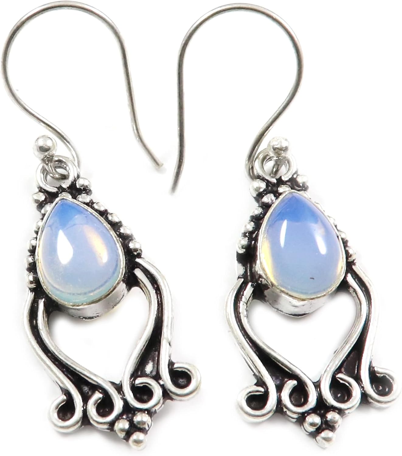 Goyal Exports Opal Lab-Created Gemstone 925 Sterling Silver Drop Dangle Earring Jewlery SEG77H