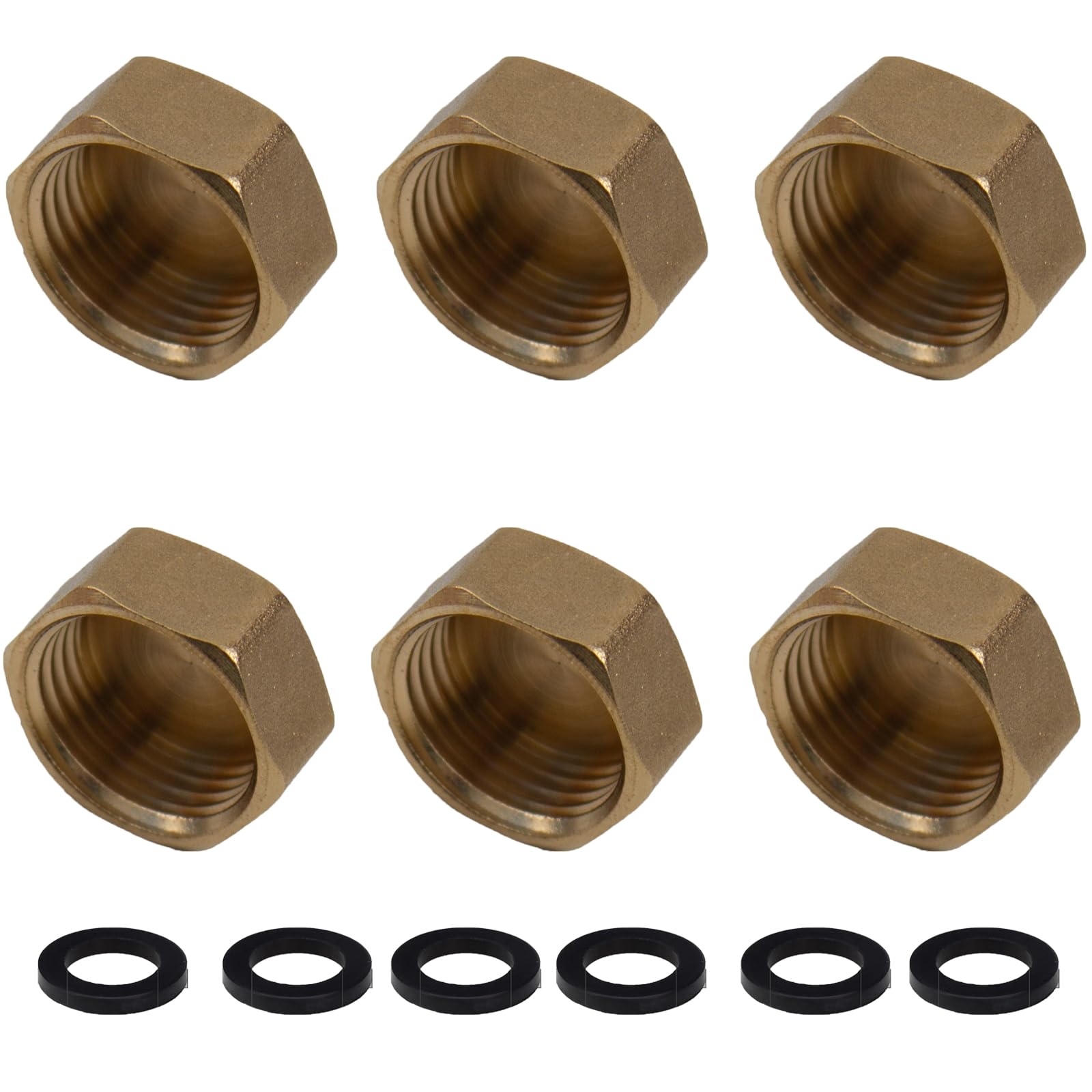 Bouchon De Tuyau Bouchon,Capuchon Fileté Hexagonaux En Laiton,6 Pcs Raccord Hexagonal Avec Filetage,Bouchon De Tuyau En Laiton à Filetage Femelle,Filetage Extérieur Bouchon De Tuyau Raccord En Laiton