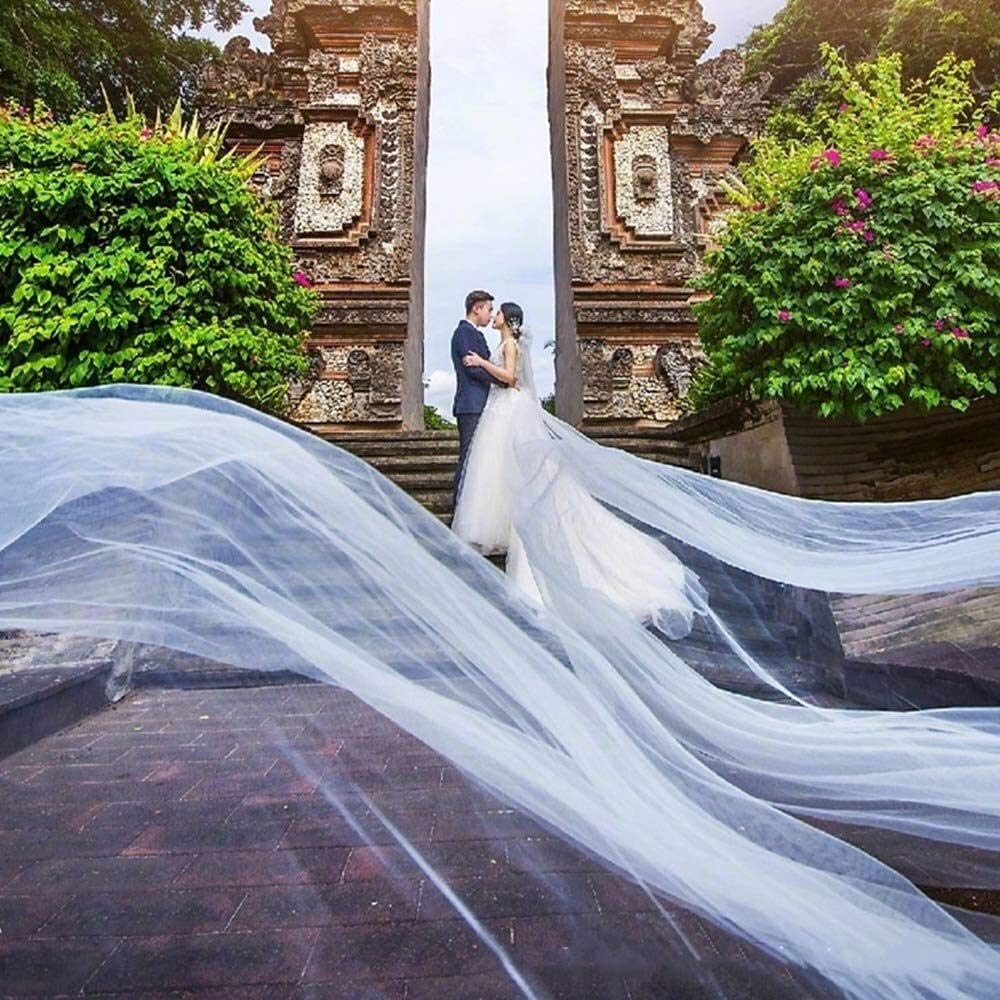 Amazon.co.jp: 結婚式エレガントロング末尾のソフトチュールブライダル