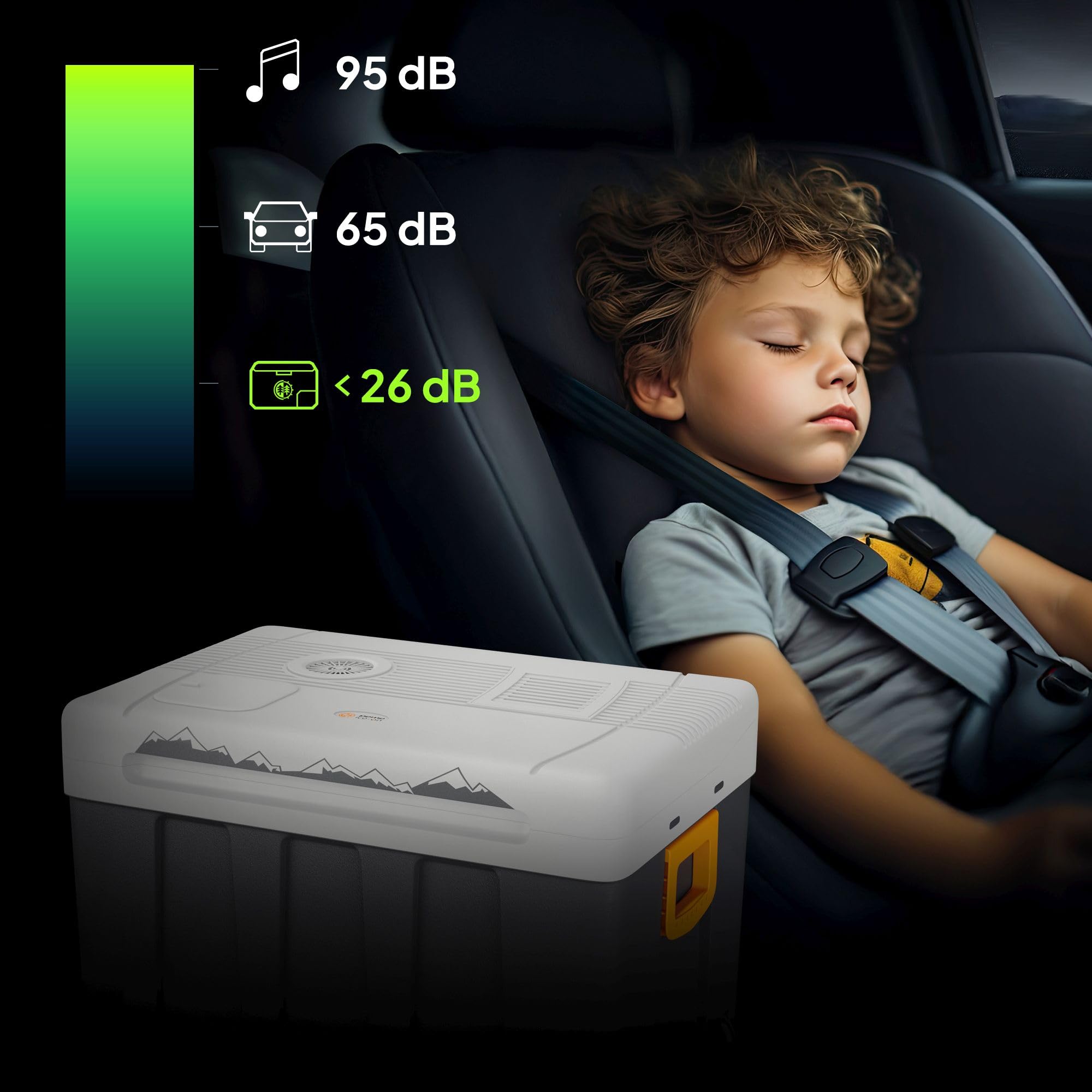 peme Essential Elektryczna Lodówka Turystyczna 46,6L - Chłodzenie i Podgrzewanie, Podwójne Zasilanie 12V & 230V, Tryb Eco, Kółka i Rączka, Cicha Praca, do Samochodu, Kempingu, Podróży