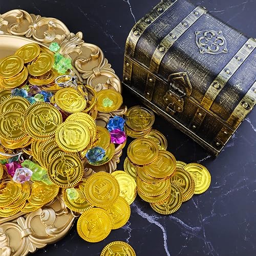 Miniatura 2 de Cofre del tesoro pirata, juguetes para niños, cofre del tesoro pirata, caja del tesoro aventurero con candado, caja de cofre del tesoro para niños