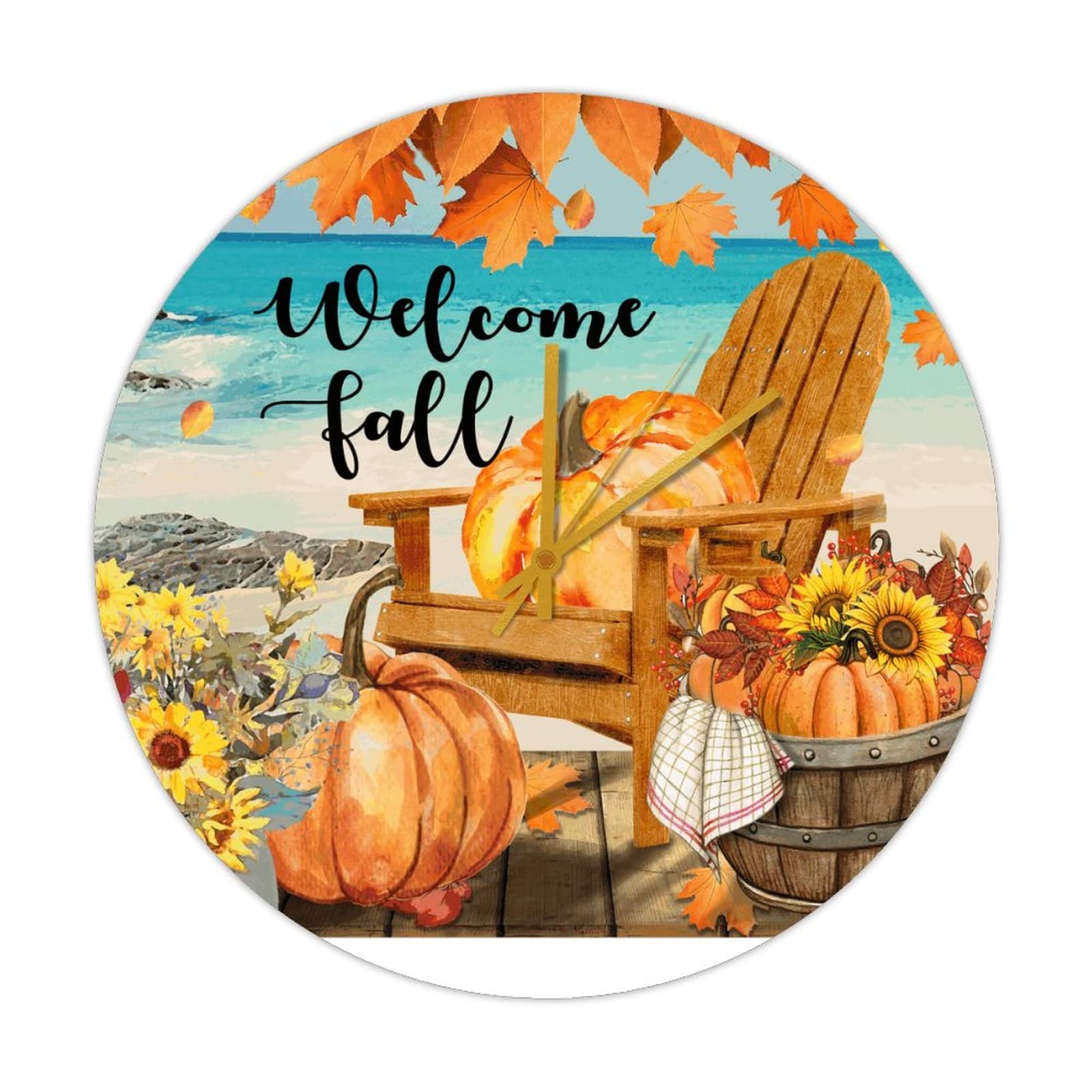 Horloge murale d'automne vintage pour une décoration de cuisine chaleureuse