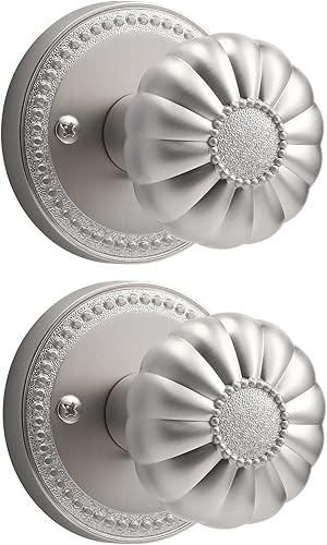 Miniatura 9 de SORWDUERM Perillas de puerta de níquel cepillado para privacidad interior, pomo de puerta plateado con cerradura, pomos de puerta de níquel satinado