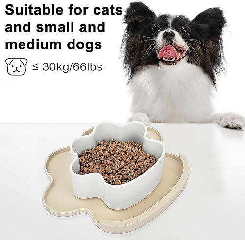 Miniatura 7 de PAILUOMU - Paquete de 2 tapetes para alimentación de mascotas con bolsillo, manteles individuales antideslizantes para gatos y perros, para evitar